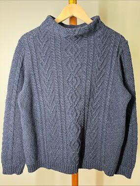 Parkhurst Navy Cable Knit Turtleneck Sweater